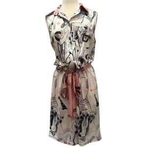 NEW ESPOIR women's loose fitting dress shirt in monochrome w/ pink